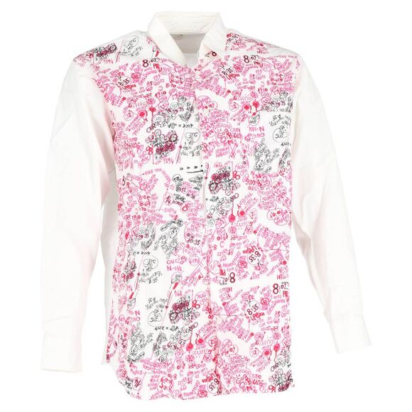 Comme Des Garçons Printed Long Sleeve Shirt in White Cotton - Picture 1 of 6